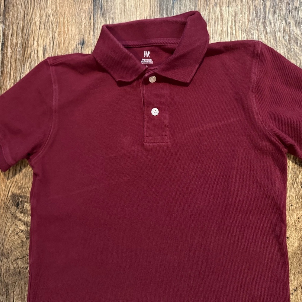 GAP Kids Burgundy Polo Shirt Size Large 10/12 - Picture 3 of 5
